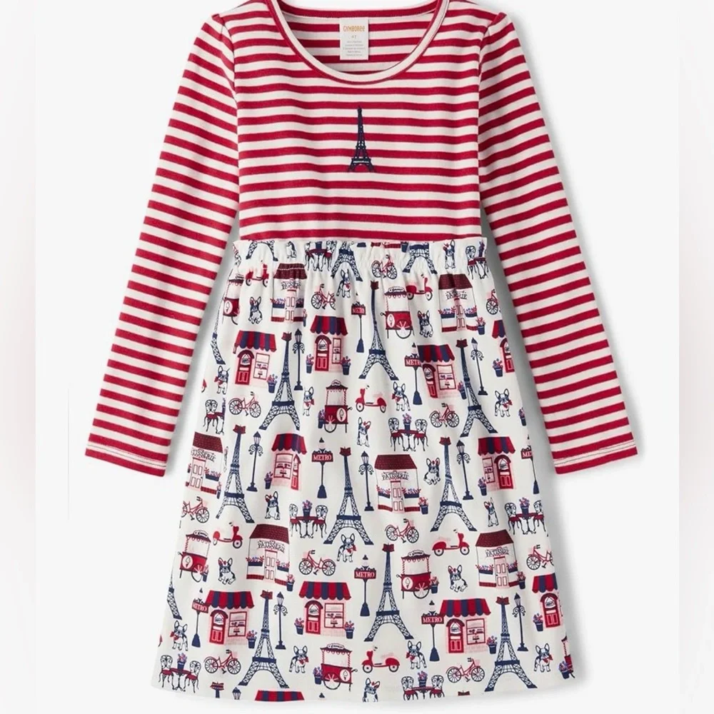 Gymboree Red & White Striped Eiffel Tower Long‎ Sleeve Top